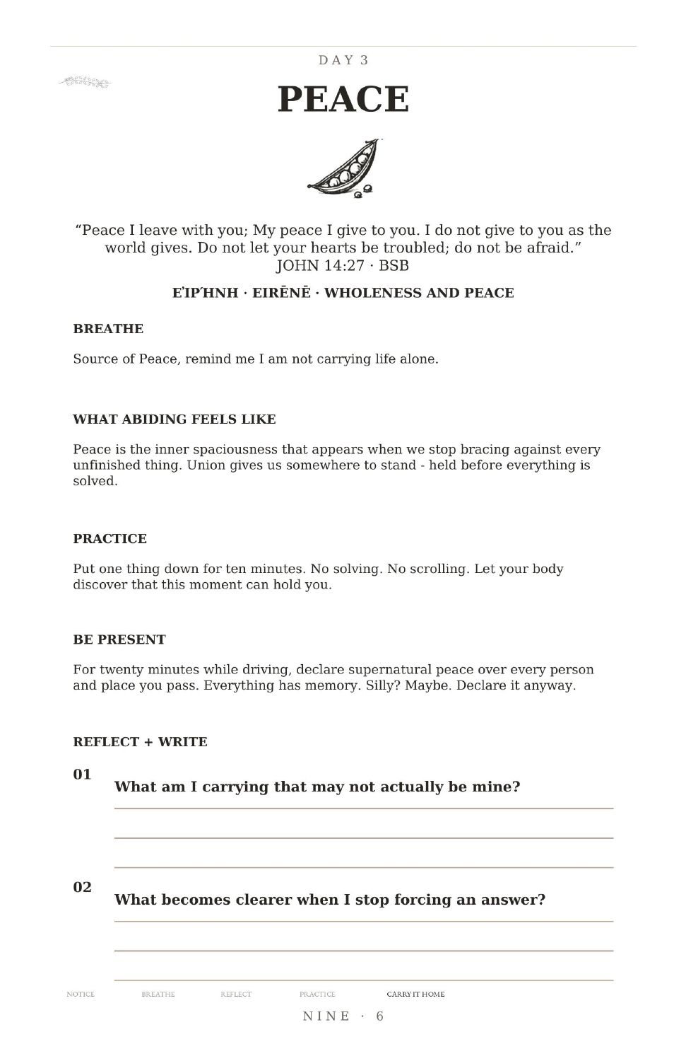ABIDE Day 3 Peace page