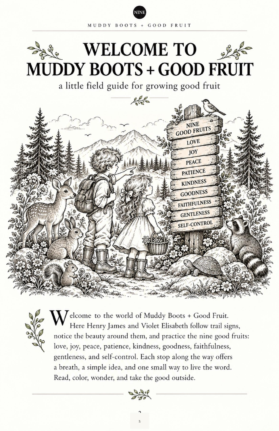 Muddy Boots welcome page with Henry and Violet